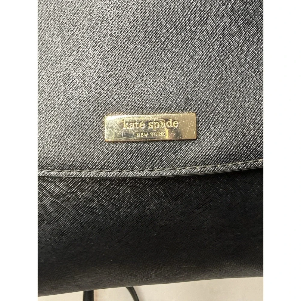 Kate Spade Laurel Way Alisanne Black Leather Satchel Purse Career Adjustable